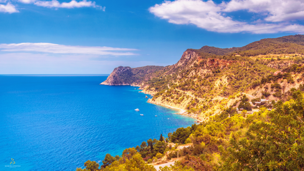 Sunset view from the cliffs of Es Cubells Ibiza